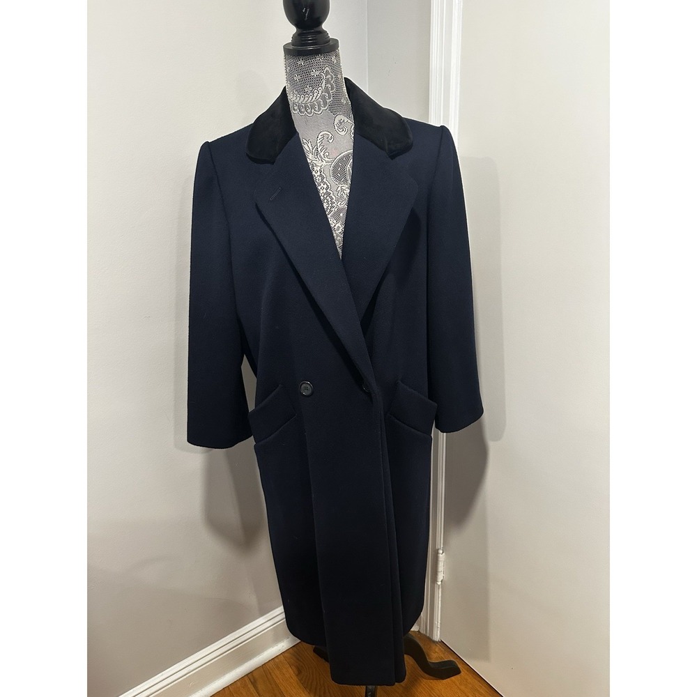 Vintage 80s J. G. Hooks Sz: 10P Long 100% Wool Navy Single Breast Peacoat